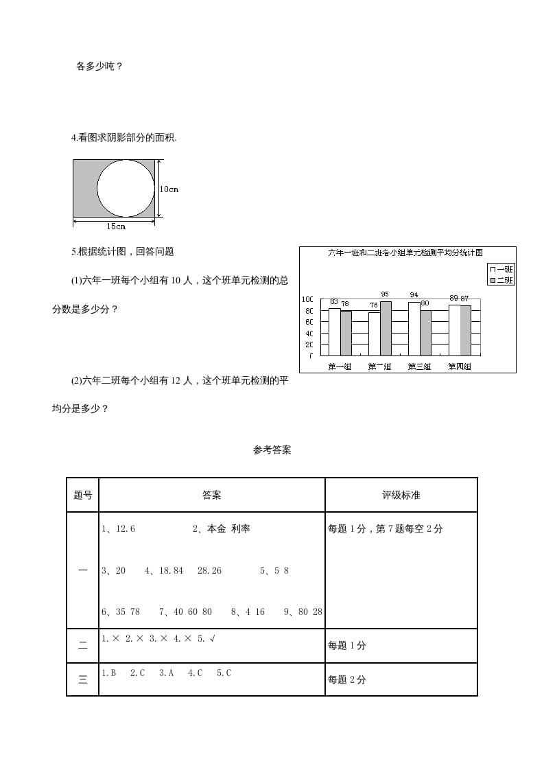 图片[3]-六年级数学上册期末练习(2)（北师大版）-小哥网