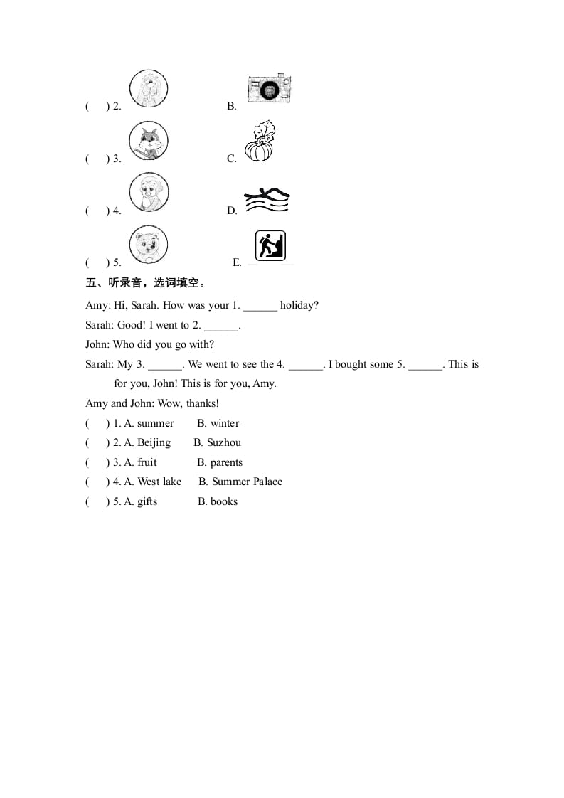图片[2]-六年级英语下册Unit3WheredidyougoPartB同步听力训练人教PEP版-小哥网