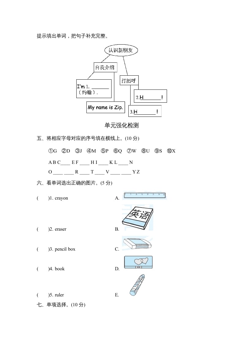 图片[2]-三年级英语上册Unit1单元知识梳理卷（人教PEP）-小哥网