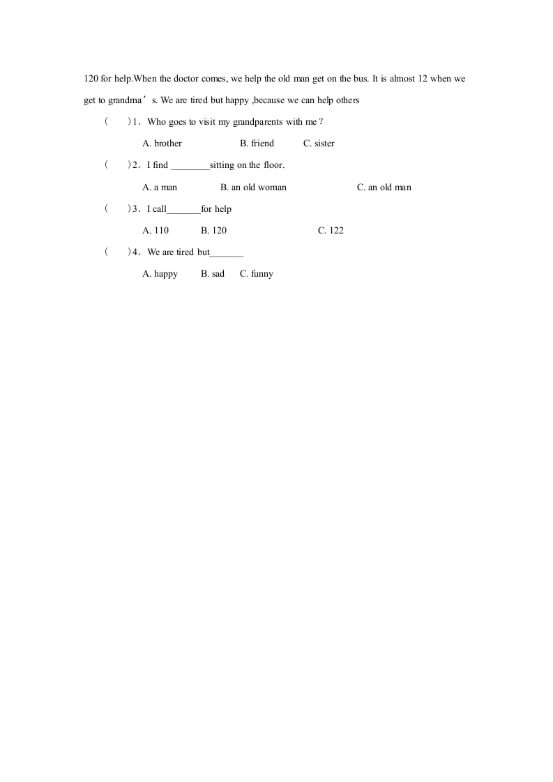 图片[2]-四年级英语上册Unit4习题第3课时（人教版一起点）-小哥网