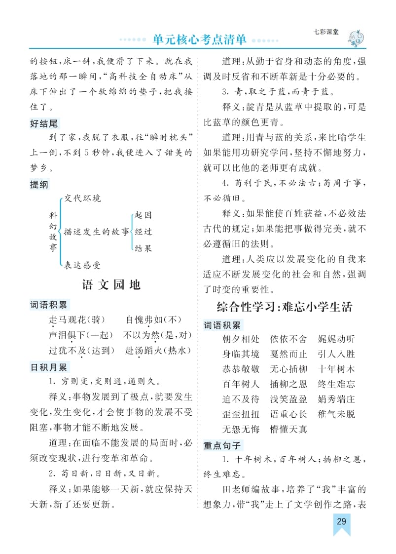 六年级语文下册第六单元核心考点清单-小哥网
