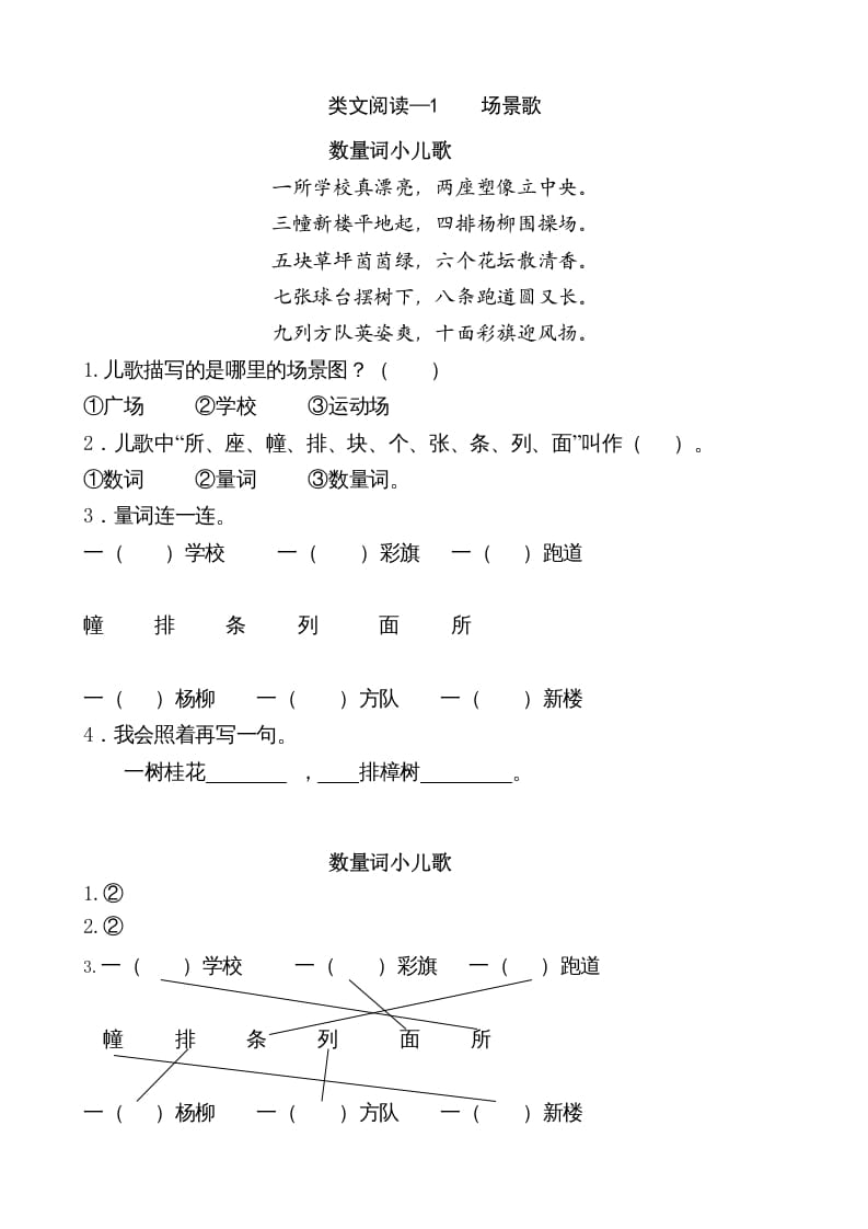二年级语文上册类文阅读—1场景歌（部编）-小哥网