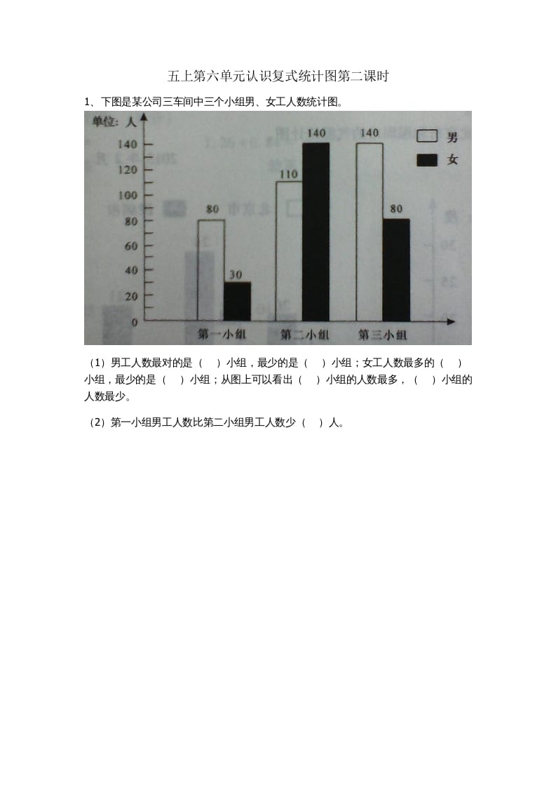 五年级数学上册6.2认识复式条形统计图（苏教版）-小哥网