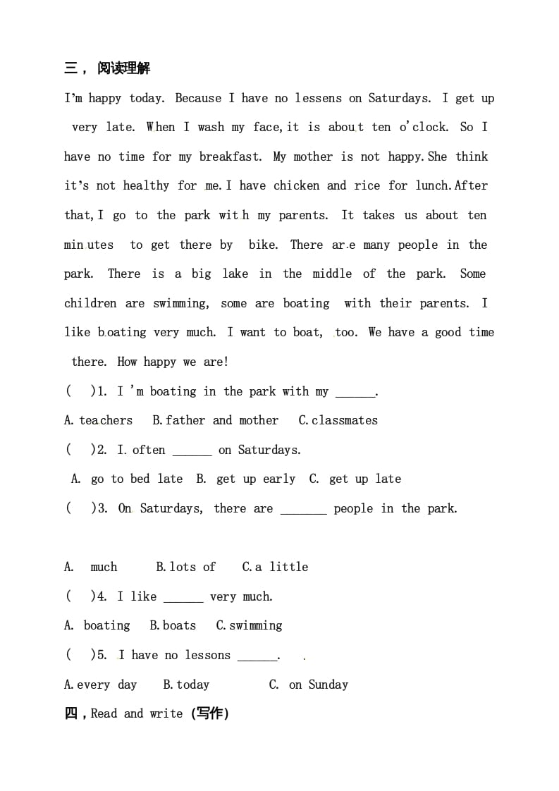 图片[2]-六年级英语上册同步练习Unit6HowdoyoufeelBlet’stalk练习（人教版PEP）-小哥网