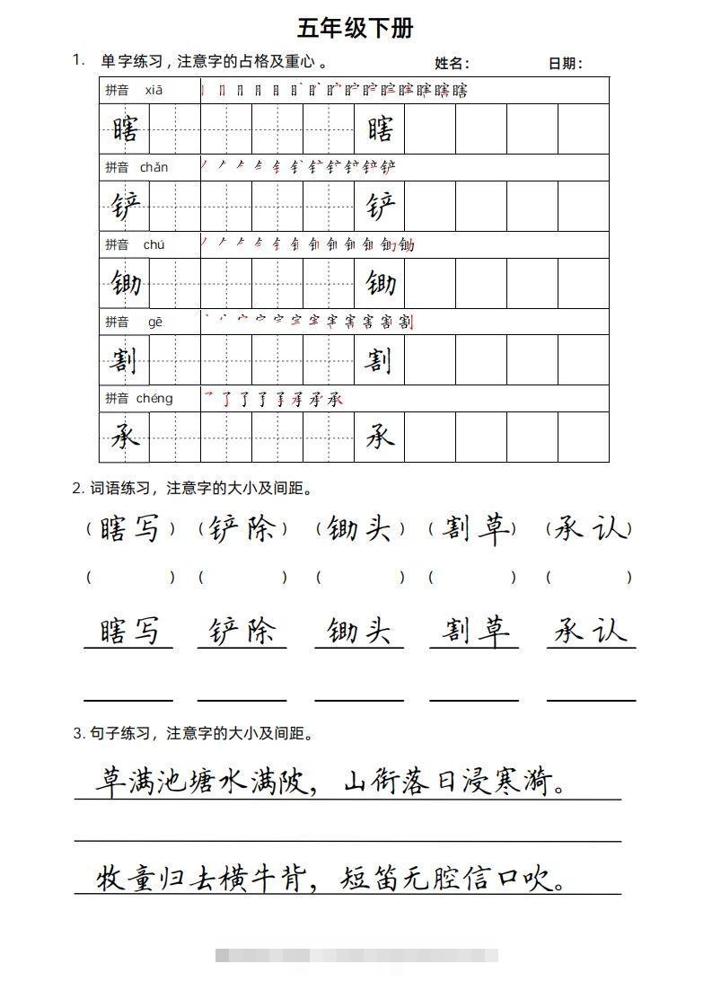 图片[3]-5年级下楷书-资源V站