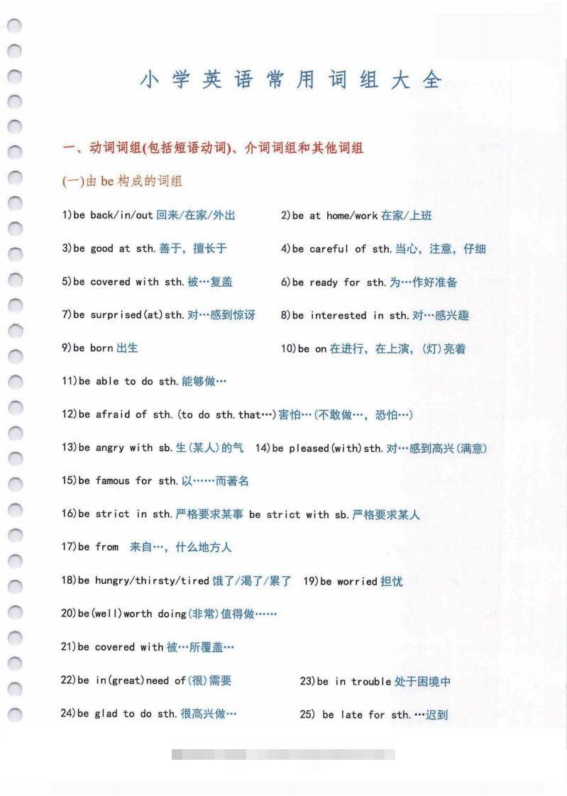小学英语常用必考词组大全（含动词介词量词等其他词组）共11页-资源V站