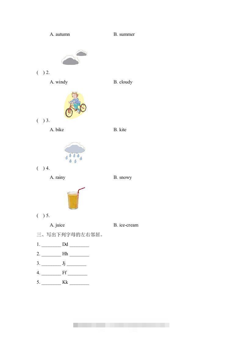 图片[3]-二年级英语下册期中测试(2)（人教版）-资源V站