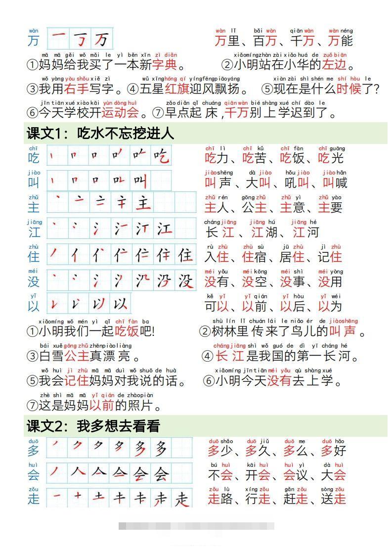 图片[3]-1.19一年级语文下册写字表笔画笔顺组词造句-资源V站