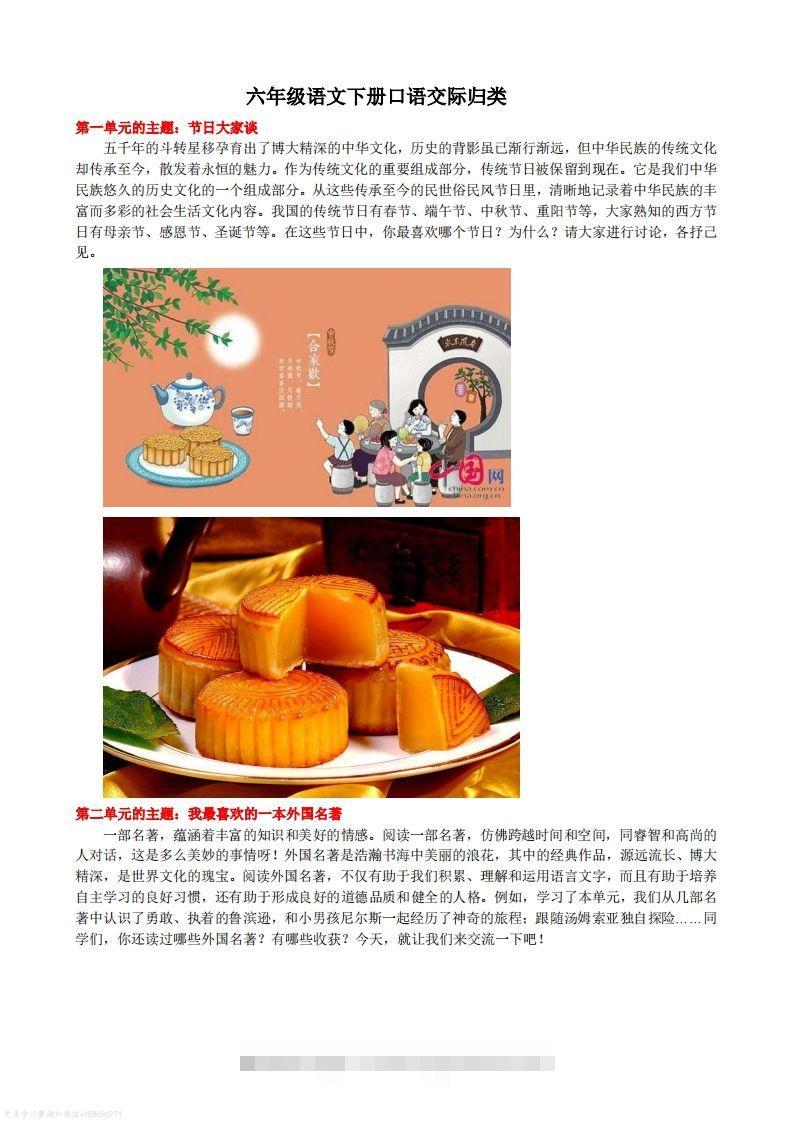 语文六年级下册口语交际专项练习-资源V站