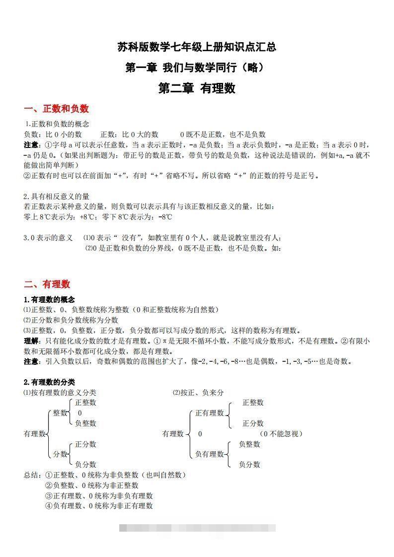 1.苏科版数学七年级上册知识点总结(1)-资源V站
