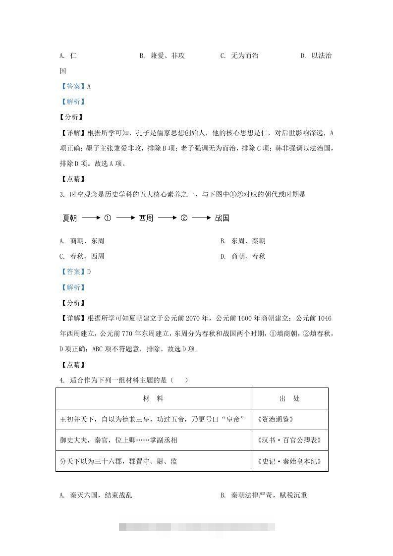图片[2]-2021-2022学年山东省济南东南片区九年级上学期历史期末试题及答案(Word版)-资源V站