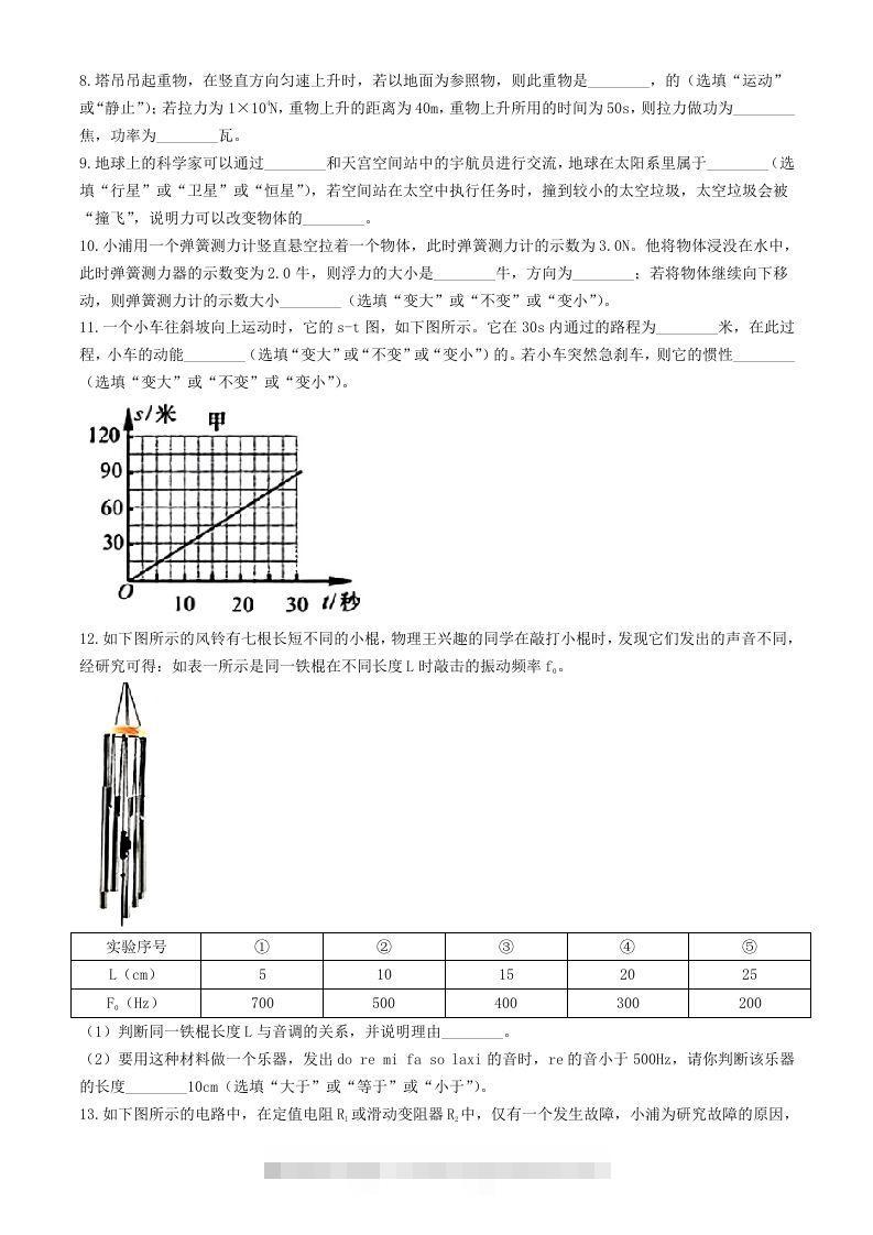 图片[2]-2024年上海松江中考物理试题及答案(Word版)-资源V站