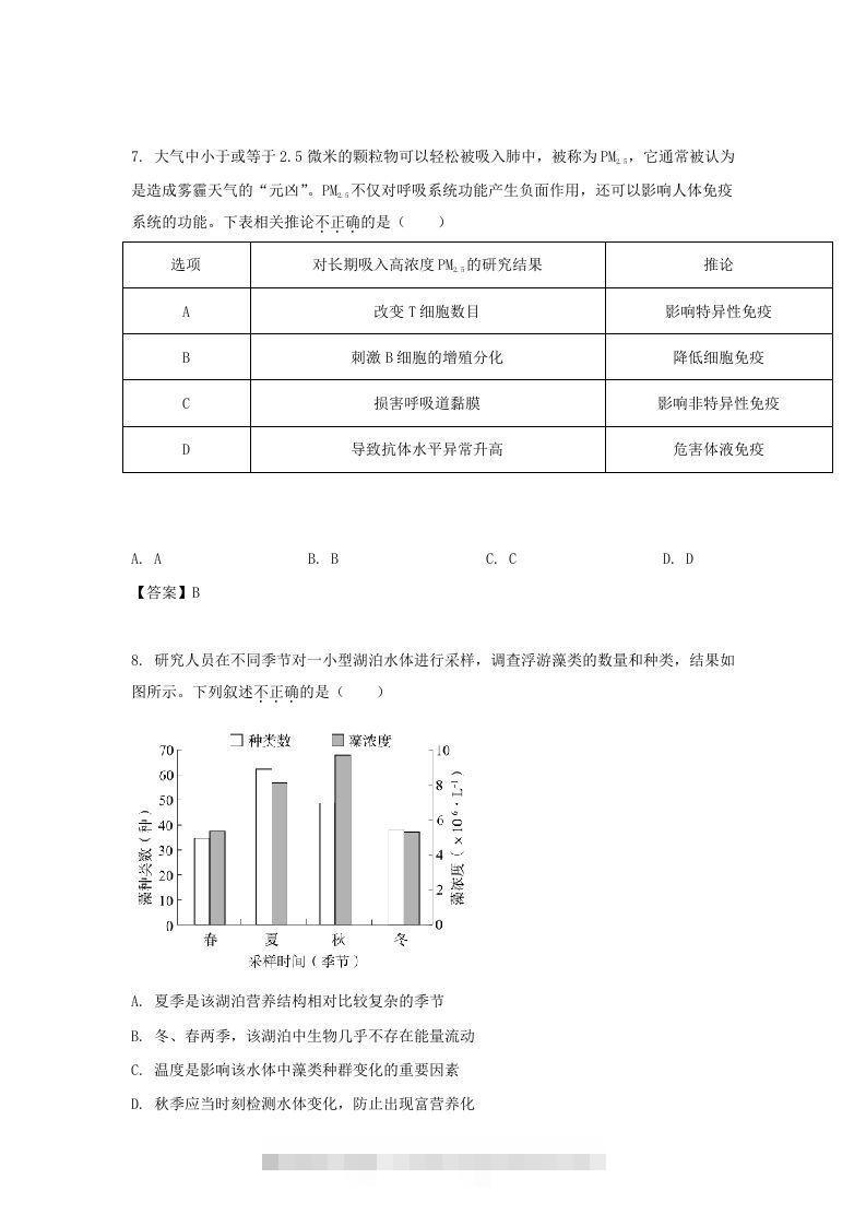 图片[3]-2019-2020年北京市通州区高二生物下学期期末试题及答案(Word版)-资源V站