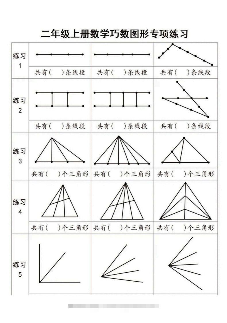 二年级上册数学巧数图形专项练习-资源V站
