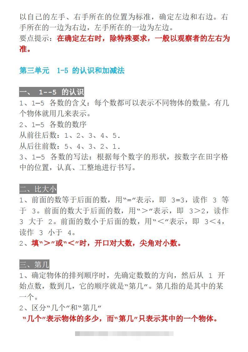图片[2]-【人教一年级】数学上册必背笔记-资源V站