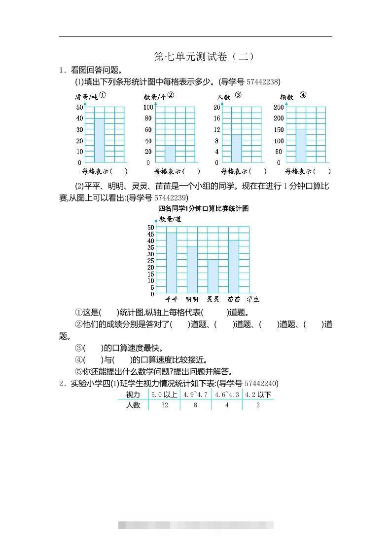 四（上）人教版数学第七单元测试卷.2-资源V站