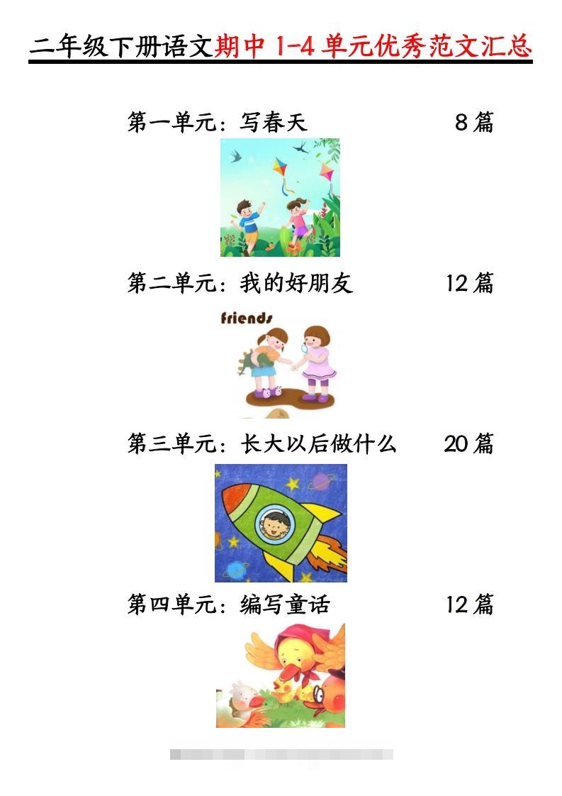 二下语文1-4单元【看图写话】-资源V站