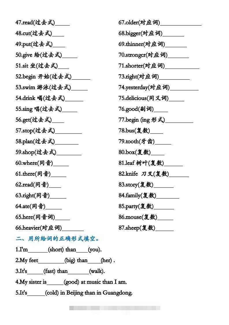 图片[2]-小升初必练专项复习填空卷六下英语(1)-小哥网