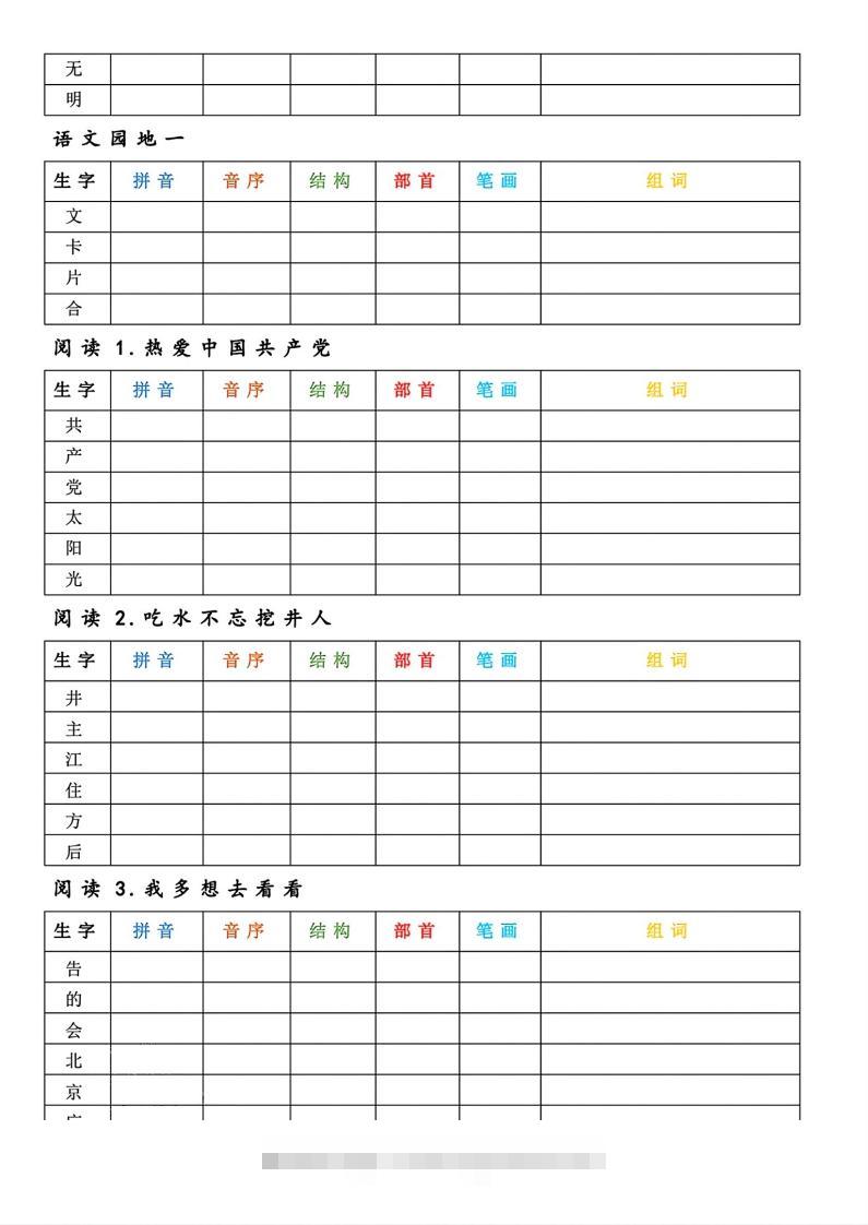 图片[2]-【预习】一年级下册语文生字预习卡-小哥网