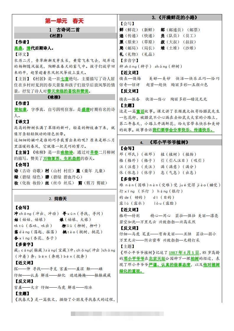 二年级下册语文课课贴（贴书）-资源V站
