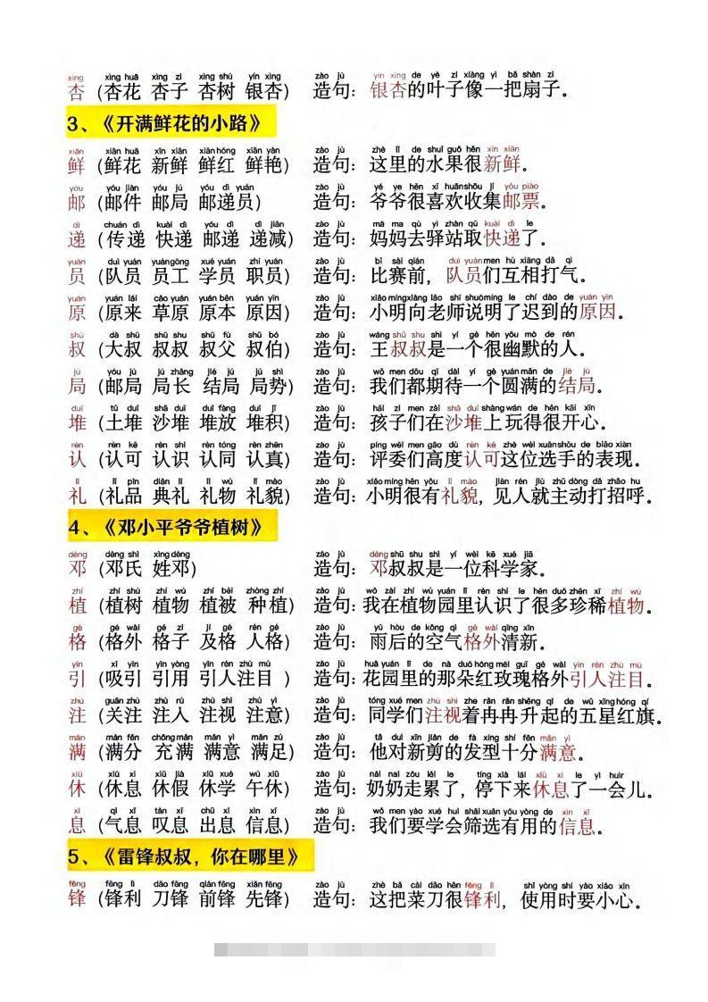 图片[2]-2025新版•二下语文《同步生字拼音组词造句》-资源V站
